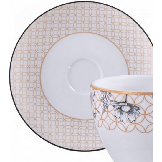 Xícara 100ml Café Solaris Em Porcelana Decorada Tramontina